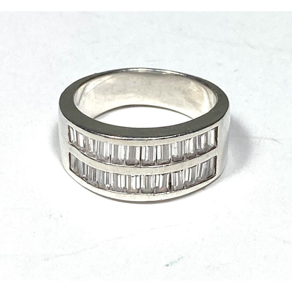 925 Sterling Silver Ring 6.5 Cubic Zirconia 4.91g Vintage Estate